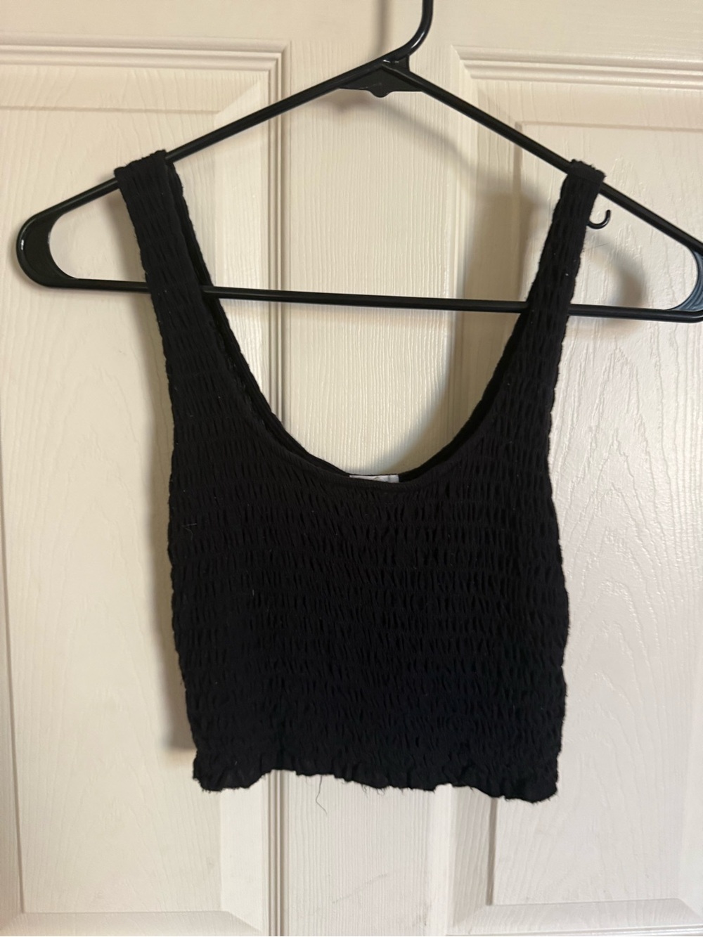 Garage Black Smocked Crop Tank Top